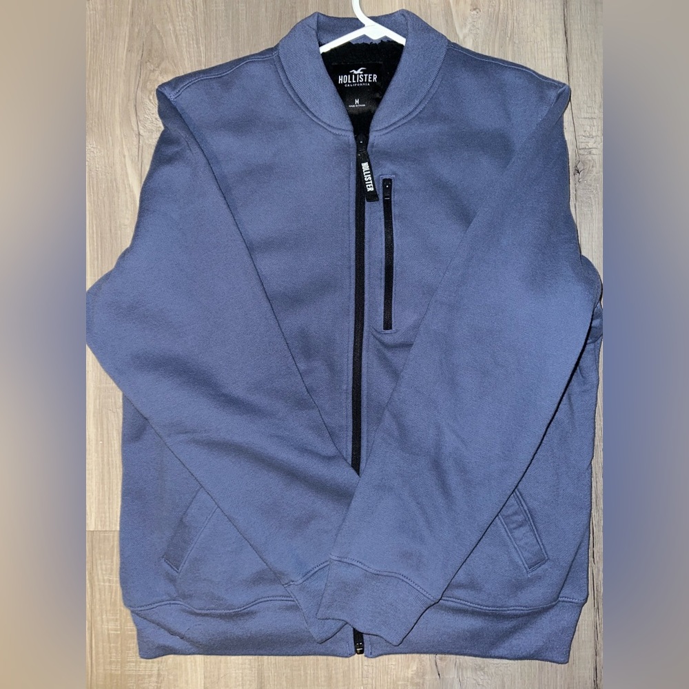 Hollister Mens blue zip up jacket